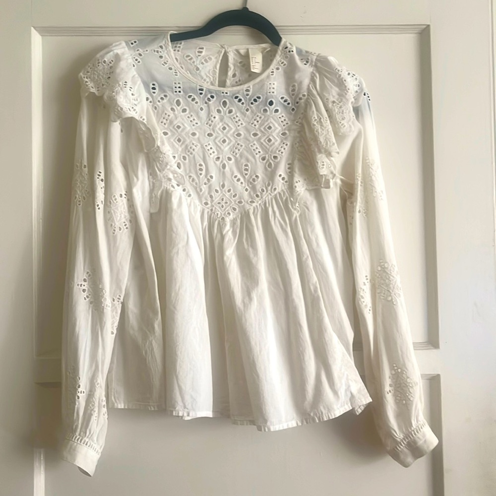 Crisp white eyelet shirt